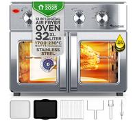 Mini Four et Friteuse à Air chaud 32L - TurboTronic AF32MFD - 12 Programmes - Température 25-230 °C - Acier inoxydable - Argent