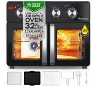 Mini Four et Friteuse à Air chaud 32L - TurboTronic AF32MFD - 12 Programmes - Température 25-230 °C - Acier inoxydable - Argent