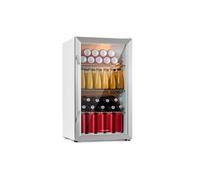 Beersafe XXL Crystal White Réfrigérateur 80 litres 3 étagères Porte en verre panoramique avec double isolation Acier inoxydable E
