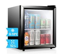 Mini Frigo de 35/52L (0-10ºC) - Réfrigérateur Bar Avec Porte Vitrée Pour Chambre, Snacks, Boissons, Cosmétiques - Vitrine de 52 Litres