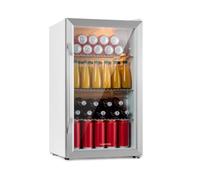 Beersafe XXL Crystal White Réfrigérateur 80 litres 3 étagères Porte en verre panoramique avec double isolation Acier inoxydable E