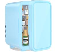 YASHE Mini réfrigérateur, 6 litres/8 canettes 220-240 V AC/DC, réfrigérateur thermoélectrique portable pour chambre à coucher, soins de la peau, boissons, bureau, dortoir et voiture, bleu