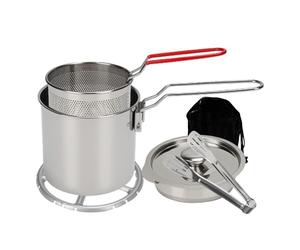 Mini Friteuse 7 Pièces - Acier Inoxydable 304 1.2L | Friteuse avec Panier, Support de Four, Filtre Alimentaire Pince Compacte pour la Maison, Cuisine, Camping, Pique-niques, Fêtes, Poissons, Poulet