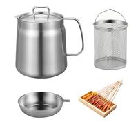 Mini Friteuse, Casserole avec Tamis, Marmite à Frire, Passoire à Huile Multifonction en acier Inoxydable 304, Réservoir à Graisse de 2 l, Réservoir à Graisse en acier Inoxydable, Réservoir D'huile