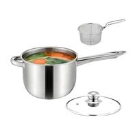 Mini friteuse - Casserole profonde en acier inoxydable, bac à huile compact avec passoire, panier en maille intégré, accessoire culinaire portable pour la maison, la cuisine, les petits lots de