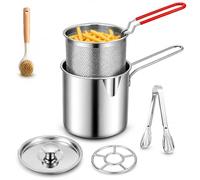Mini friteuse en acier inoxydable 304 avec panier et poignée(1set+brush)