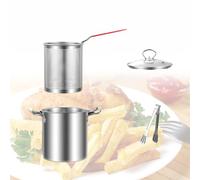 Mini friteuse en acier inoxydable 316, design économe en carburant avec panier et couvercle, parfaite pour le camping et les dîners de famille, capacité de 3500 ml