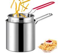 Mini friteuse en acier inoxydable avec poignée et panier | Friteuse domestique japonaise Tempura pour frites, poulet, cuisine