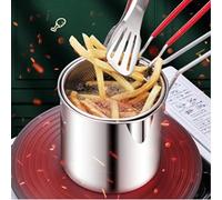 Mini Friteuse Marmite En Acier Inoxydable, Petite Friteuse À Économie D'Style Japonais Avec Passoire, Filtre Écumoire Gaz D'huile ProfonPour Faire Frire Les Cuisses Poulet, Frites