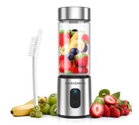 Mini Frullatore Mixer portatile Smoothies - 400ml Blender Frullatore Mixer Cucina con 6 Lame in Acciaio Inossidabile, Multifunzione USB Frullatore Piccolo per uso Domestico Ufficio Viaggio (argent)
