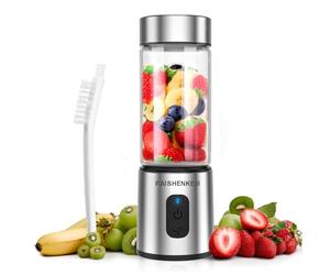 Mini Frullatore Mixer portatile Smoothies - 400ml Blender Frullatore Mixer Cucina con 6 Lame in Acciaio Inossidabile, Multifunzione USB Frullatore Piccolo per uso Domestico Ufficio Viaggio (argent)