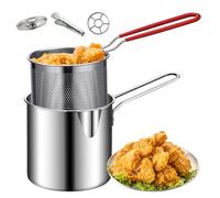 Mini Fryer Deef, casserole de friteuse en acier inoxydable avec poignée anti-scalding, poêle avec panier, mini pour les copeaux de tempura, les frites, le poisson et le pot poulet