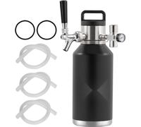 Mini-fût de bière - Kit de fût à pression portable avec double couche d'acier inoxydable - Robinet réglable - 1,89 L - Brasserie maison Bière en fût fraîche & gazéifiée