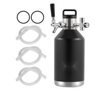 Mini-fût de bière SM® - Kit de fûts à pression portable 4 L - Double couche d'acier inoxydable - Système Growler Robinet réglable 27 ℃ - Bière en fût Brasserie maison - Frais et gazéifié