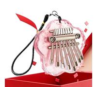 Mini Gadget, Translucent Hand Piano, Portable with Hanging Feature, Lightweight Eight Key Marimba, Flower Shaped Ornament with Steel Tines, Melodic Toy for Travel