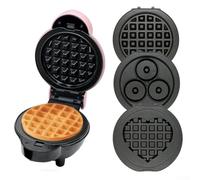 Mini gaufrier 4 en 1 avec plaques antiadhésives amovibles pour gaufres, crêpes, beignets, fromage grillé, pour la maison, les dortoirs, les voyages (noir)