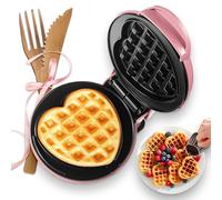 Mini Gaufrier En Forme De Cœur, Petit Appareil À Gaufres Antiadhésif 10 Cm, 350W Chauffage Rapide, Gaufrier Compact Et Portable Pour Enfants Famille Et Célibataires, Rose