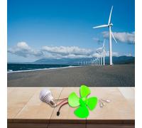 Mini générateur d'éolienne avec lames, moteur 12 V pour expérience d'énergie alternative, petit modèle de générateur pour projets scientifiques LED (ABS + métal) (avec bleu)