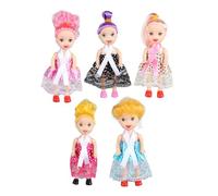 Mini Girl Doll - Lot de 5 belles poupées pour maison de - Jouet de de 10,9 cm avec cheveux et robes à la mode pour filles de 3 à 5 ans