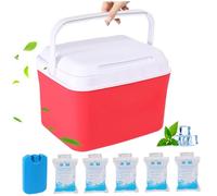 Mini glacière, Petite glacière Rigide isolée de 5 litres, Petite Portable avec poignées, Mini pour Pique-Nique à la Plage, Camping, Rouge pour Camping