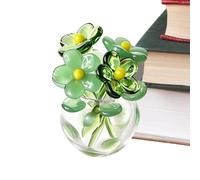 Mini Glass Flowers, Artificial Bouquet Vase, 1.18x1.18x1.57 Inch Small Floral Decor with Elegant Finish, Mini Vase Arrangement, Table Centerpiece with Modern Style, Home Office Decoration for Daily