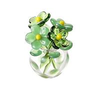 Mini Glass Flowers - Handmade Artificial Bouquet with Matching Crystal Vase, Eternal Glass Bloom Set with Hand-Blown Petals, Delicate Floral Figurine, Timeless Tabletop Decor for Home Office