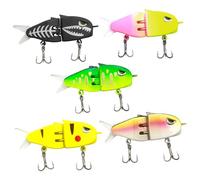 Mini Glide Bait, 5PCS Mini Glide Baits pour Bar, appâts de pêche Multi-articulés de 2, 4 Pouces avec Double Crochet Swimbait pour Eau Douce et Eau salée