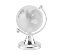 Mini globe terrestre, 6,5 x 4 cm, boule de cristal magique rotative en cristal transparent avec support, boule en verre, décoration de bureau, décoration de maison, bureau, cadeaux (argent)