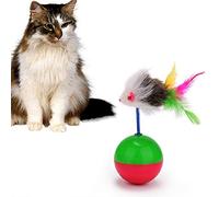 Mini gobelet amusant en plastique réutilisable avec balle pour animal domestique, chaton, chat, cadeau, couleur aléatoire, traitement pratique
