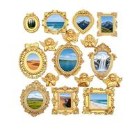 Mini Gold Frames, Decorative Dollhouses Accessories Set, Small Photo Display with Elegant Finish, Tiny Picture Holder Ornament, Home Decor with Classic Style, Collectible Item for Boy Girl Teen