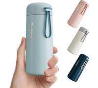 Mini Gourde Isotherme 250ml, Petite Bouteille Isotherme En Acier Inoxydable Pour Boissons Chaudes Et Froides, Mini Thermos Facile À Transporter - 100% Étanche (Bleu Grisé)