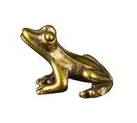 Mini grenouille en cuivre et laiton pour le thé, figurine d'animal traditionnel avec contours lisses et approche artisanale ancestrale