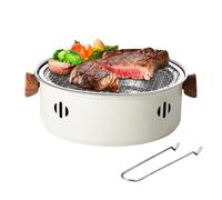 Mini Gril Au Charbon De Bois - Grilles Barbecue Antiadhésives Avec Lève-filet Et Manche En Bois | Poêle À Charbon Multifonction Amovible Pour Table Intérieure