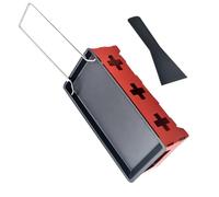 Mini Grill au Fromage Antiadhésif avec Plaque et Spatule Rouge | Fer, Usage la Cuisine et Camping Extérieur, Cuisson à Bougie sans Électricité ni Gaz, pour Aliments et Fruits de Mer
