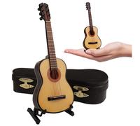 Mini Guitare, Petite Guitare Miniature en Bois de 3, 9 Pouces avec Support et étui, Jouet de Collection pour Maison poupée, décoration d'intérieur, Style 2, Miniature