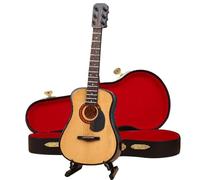 Mini Guitare, Petite Guitare Miniature en Bois de 3, 9 Pouces avec Support et étui, Jouet de Collection pour Maison poupée, décoration d'intérieur Style 1 |.Jouet