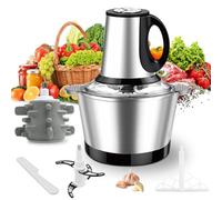 Mini Hacheuse Électrique Alimentaire 600W, Broyeur à Viande à 3 Vitesses avec Bol en Acier Inoxydable de 2L pour la Cuisine, la Préparation d'Aliments