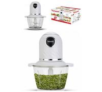 Mini Hachoir 800mL 300W 4 Lames en Inox avec Couvercle de sécurité blanc Rétro éclairé