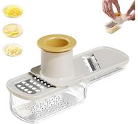 Mini hachoir à ail et mandoline - Hachoir à légumes 3 en 1 avec récipient et protection de sécurité, râpe à gingembre portable et outil de coupe pour cuisine, camping et pique-nique (vert) (blanc)