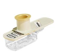 Mini hachoir à ail multifonction 3 en 1, super fin et mini mandoline, moulin à ail avec récipient, pour la cuisine à la maison et les amateurs de préparation des aliments (1, beige)