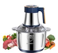 Mini hachoir à viande électrique, robot ménager 500 W, bol en acier inoxydable 5 L, hachoir à légumes et à viande, 5 vitesses avec 6 lames pour fruits et légumes