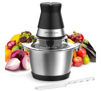 Mini Hachoir Ail Electrique 1.2L, 4 Lames en inox, 400W Mixeur avec Bol en Acier Inox, Multifonction pour Viande, Légumes, Oignon et Fruits
