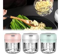 Mini hachoir électrique, 250 ml, robot de cuisine électrique portable, hachoir à oignons, machine à viande hachée, mixeur de légumes avec 3 lames tranchantes