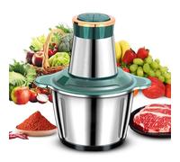Mini Hachoir Electrique Alimentaire 2L Bol Acier Inoxydable 250W, Hachoir Electrique Cuisine avec 2 Vitesses, Hachoir pour Hacher Viande, Oignons, Légumes et Fruits (Vert)