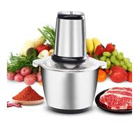 Mini Hachoir Electrique Alimentaire 2L Bol Acier Inoxydable 250W, Hachoir Electrique Cuisine avec 2 Vitesses, Hachoir pour Hacher Viande, Oignons, Légumes et Fruits (noir)