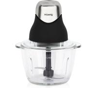 Mini hachoir électrique - H.Koenig - LEO8 - 320 W - Bol en verre 1 L - Lames en acier inoxydable - Noir mat et chrome