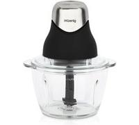 H.Koenig Mini Hachoir Electrique Noir LEO8, Bol en Verre Gradué 1L, Hache, Emince, Mixe, Lames Inox, 5 Vitesses, Facile d'utilisation, Couvercle de conservation