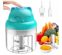 Mini Hachoir Électrique Multi Moulinette, 250ml Mixer Blender Avec Design Acier inoxydable 3 Lames, Presse Ail Hachoir, Petit YYV