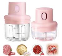 Mini hachoir électrique pour cuisine, robot culinaire et mixeur, bol en verre, broyeur à légumes, chargement USB pour fruits, poivrons, chili, légumes, oignons, viande (100 ml + 250 ml)
