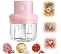 Mini hachoir électrique pour cuisine, robot culinaire et mixeur, bol en verre, broyeur à légumes, chargement USB pour fruits, poivrons, chili, légumes, oignons, viande (250 ml)